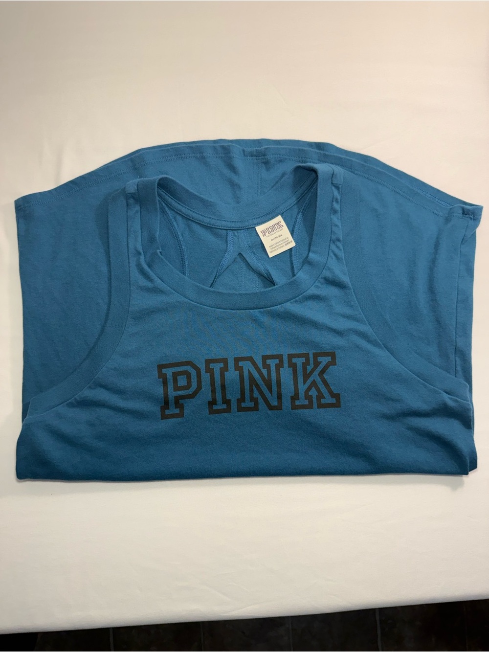 PINK Victoria's Secret Teal Blue Graphic Tank Top